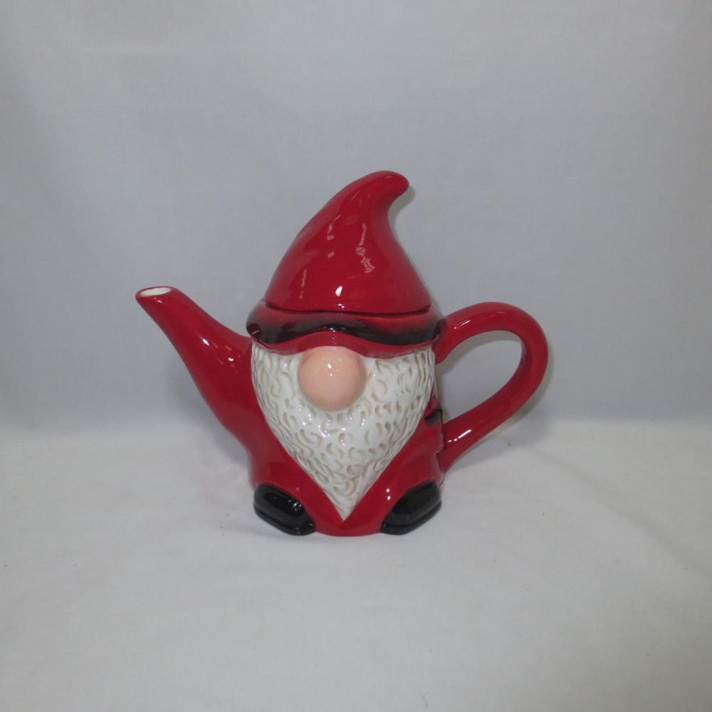 Customized red color santa handmade painting teapot porcelain teapot