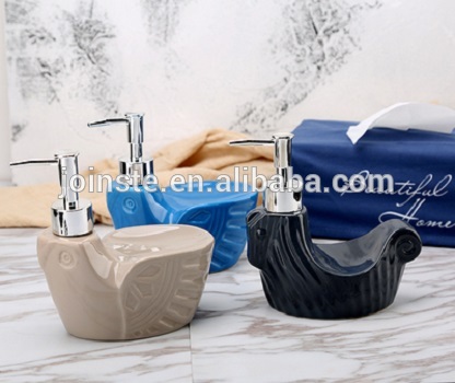 Customized boat shape ceramic lotion pump bottle liquid soap dispenser