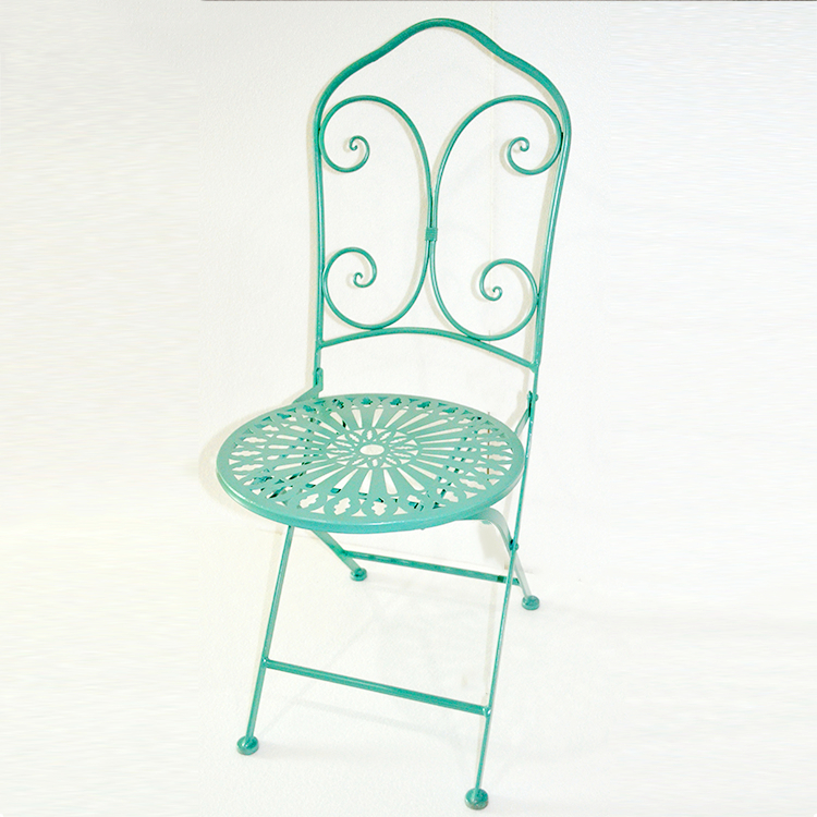 Outdoor metal wrought iron folding dining chair handcraft OEM recliner