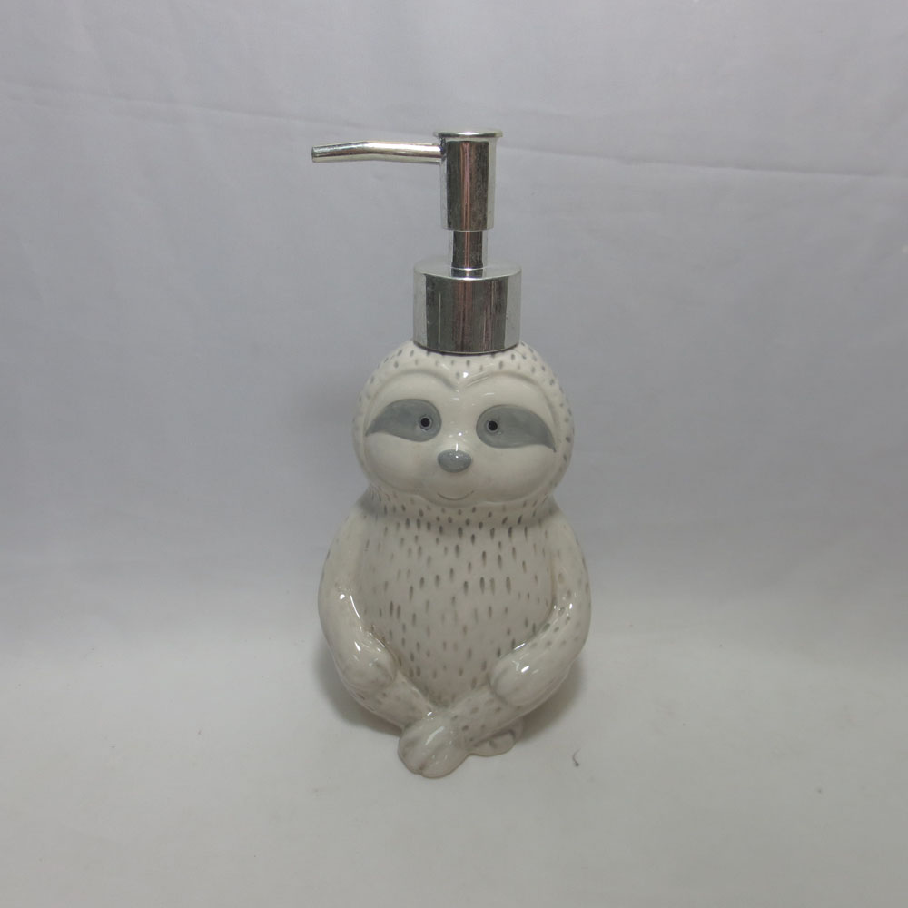 Sloth shaped ceramic lotion pump bottle liquid container