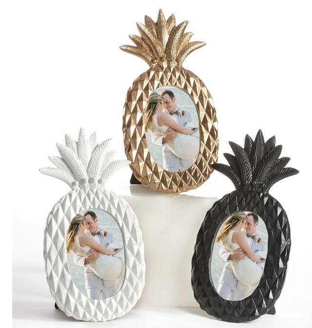 POLYRESIN PINEAPPLE PHOTO FRAME, 3 ASST