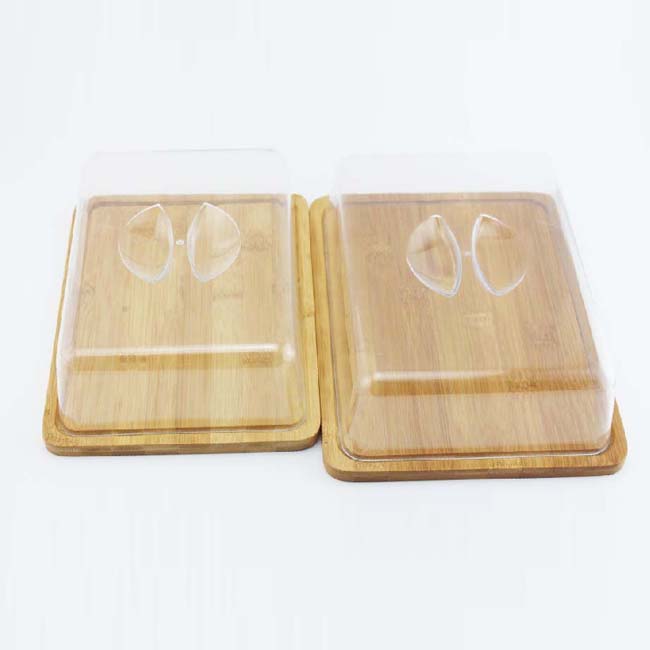 Bamboo Cutting & Cheese Board with Serving Tray & Clear Acrylic Cover, Cut, Serve and Store Cheese All on the Same Board