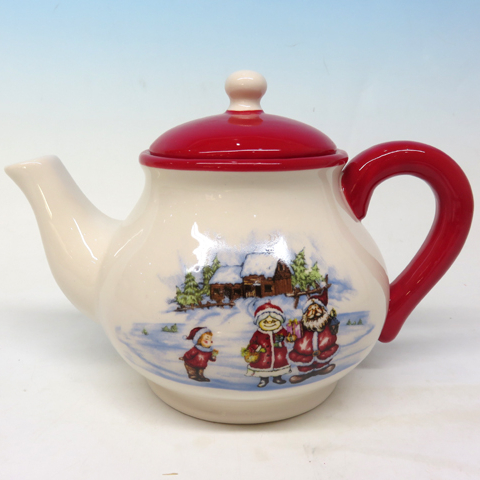Customized Christmas scene painting ceramic teapot high quality kettle