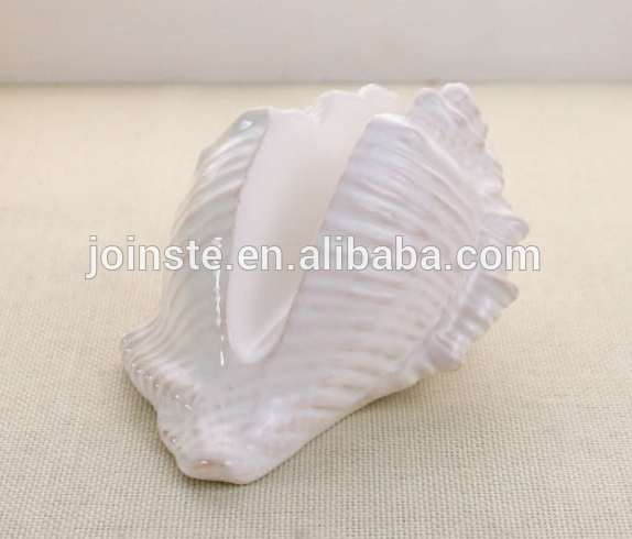 Custom white conch shape ceramic napkin holder bar home decoration