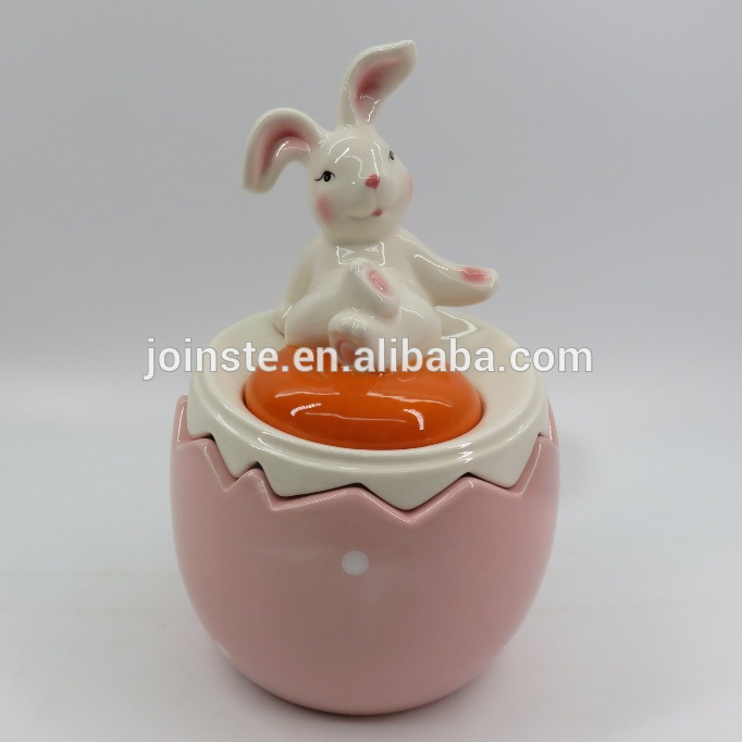 Custom pink color egg shape ring jewelry box with lid candy box Easter decoration