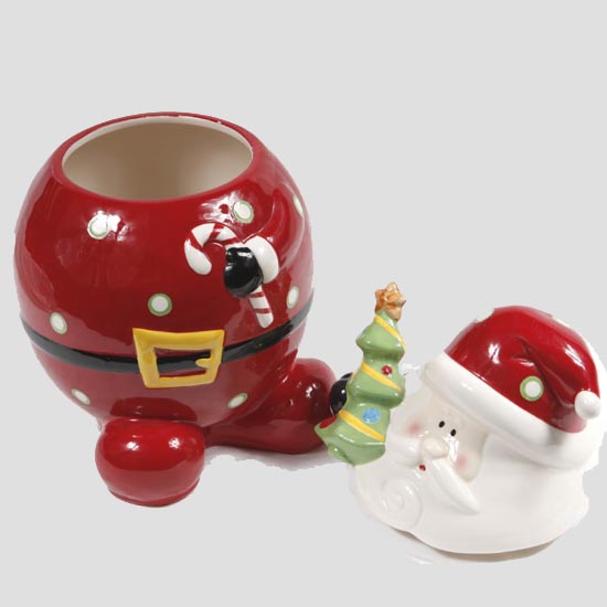 Custom Ceramic Santa Jar with cover,ceramic christmas cookie jar,Ceramic Christmas Jars