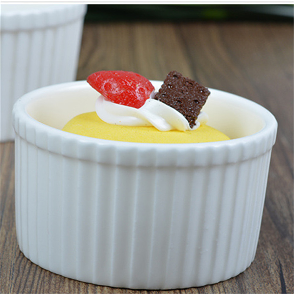 White Ceramic Ramekin Bowl Cake Baking Mold Bowl Dishes Pudding Cup for Baking