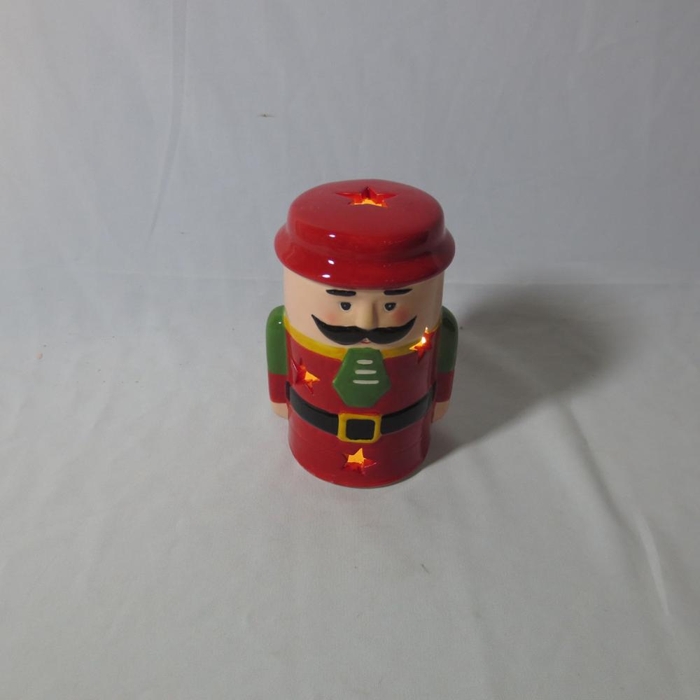 Christmas decoration ceramic Mini nutcracker soldier statues with LED light, adornos navidad