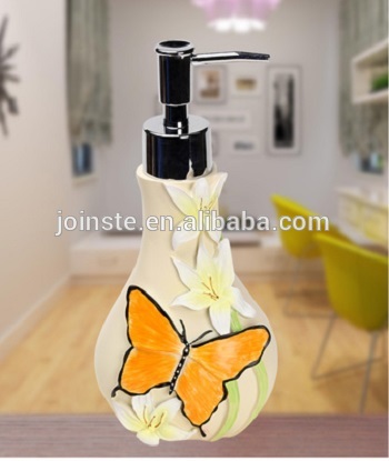 Customized 3d butterfly painting ceramic lotion pump bottle liquid soap dispenser