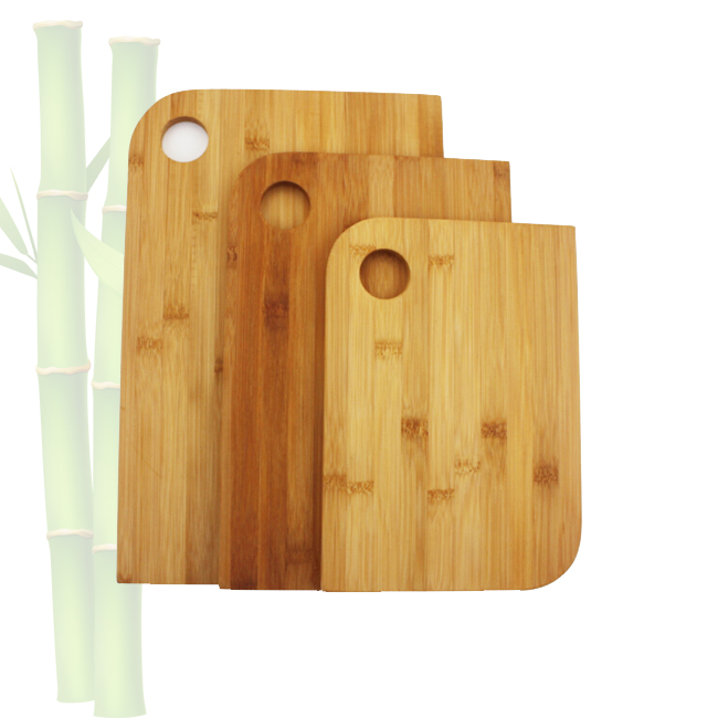 3 Piece Triple-Ply Warp Resistant All Natural Bamboo Cutting Board Set Large