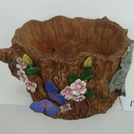 Custom big resin flower planter pot with small animal resin garden decoration