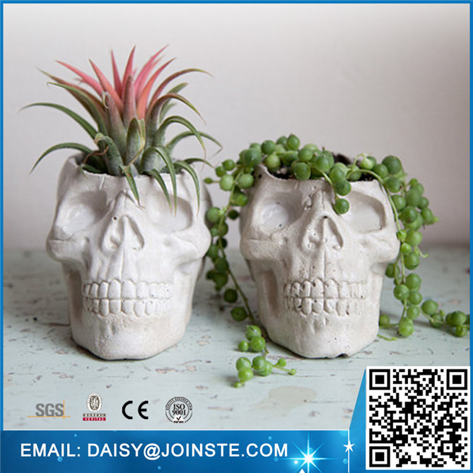 Gargen decor white skull flower pot