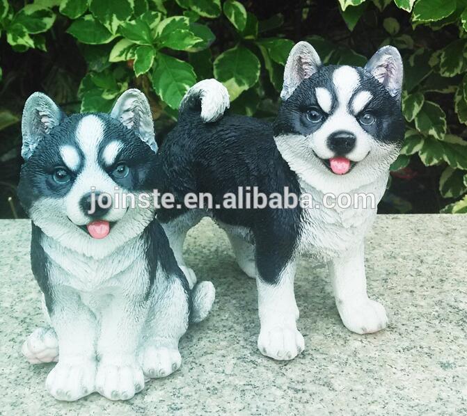 Polyresin Huskies Sculpture,Gray Siberian Husky,mini dog statues,puppy decoration polystone sculpture