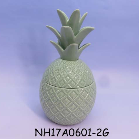 Grey color glazed ceramic home decoration ceramic pineapple
