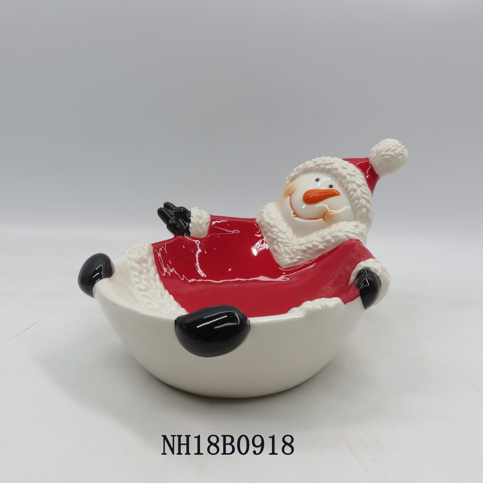 Hand Painted Creative Ceramic Snack Fruit Dessert Bowls With Christmas Snowman Design