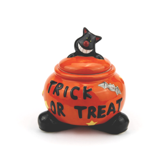 spooky Halloween candy jar, trick or treat game