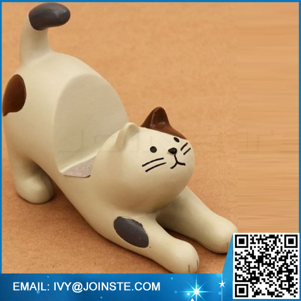 cream-brown cat ceramic cellphone holder novelty resin smart phone holder home office decor gift