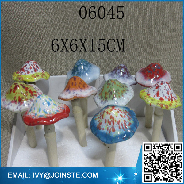 New design ceramic mushrooms figurine printing mushrooms figurine for sale