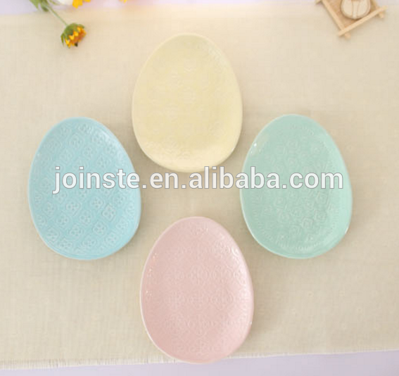 Custom oval shape fruit ceramic plate snack plate child pasta plate high quality