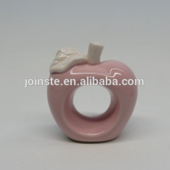 Custom pink apple shape ceramic napkin holder restaurant use home decoration