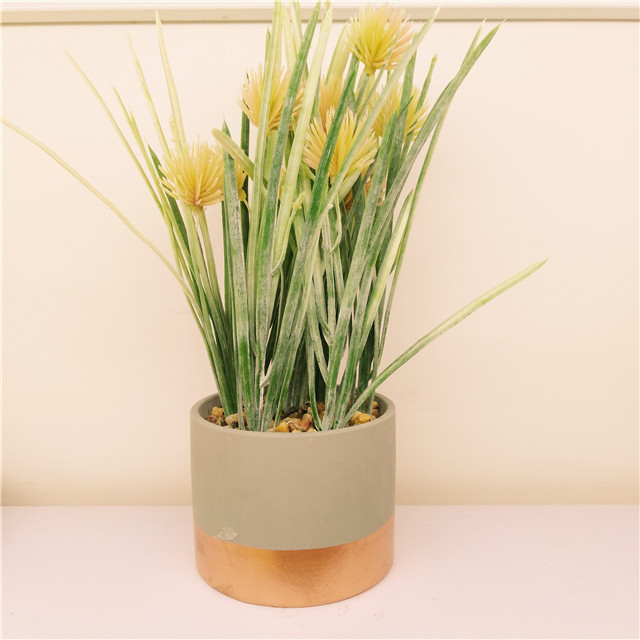 Polimbikitsa Gray & Gold Round Planter mphika, Modern Simple Garden Bonsai Flower mphika