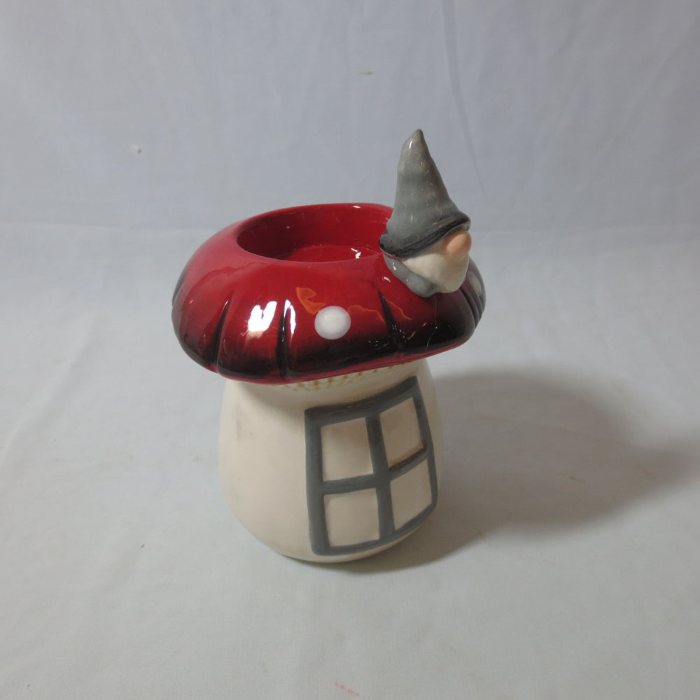 red mushrooms santa decoration candle holder