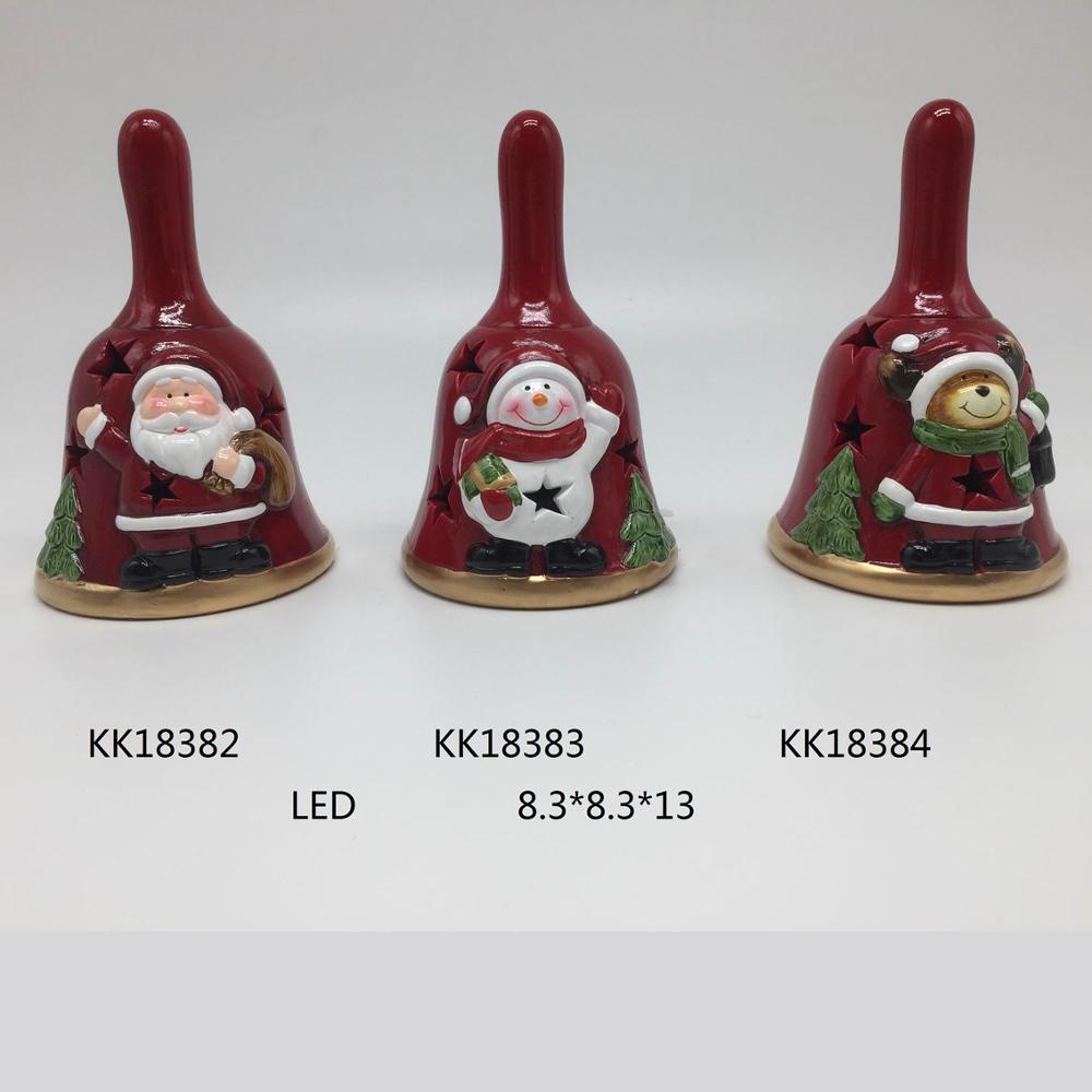 Led christmas light jingle bells wholesale red clay figurines home decor