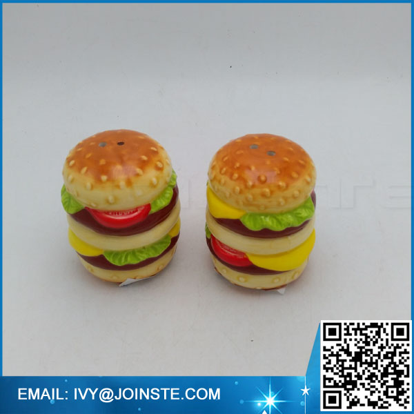 Hamburger Ceramic Salt & Pepper Shakers Custom Novelty Salt and Pepper Shakers hand painted high quality salt pepper shaker