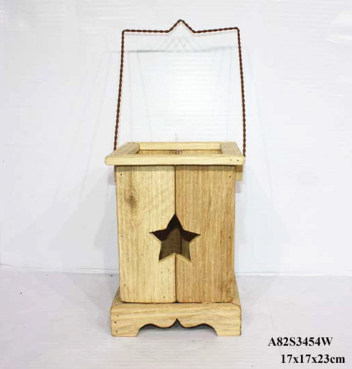 Natural driftwood christmas hurricane lantern with star hole