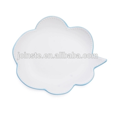 Custom white cloud ceramic plate for candy snack plate steak plate for restaurant