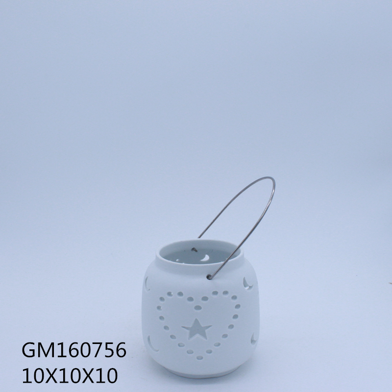 Ceramic Gardenline Flameless lantern with led candle, Heart & Star