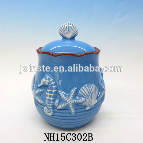 Ceramic Classic Cookie Jar with sea animal embossed