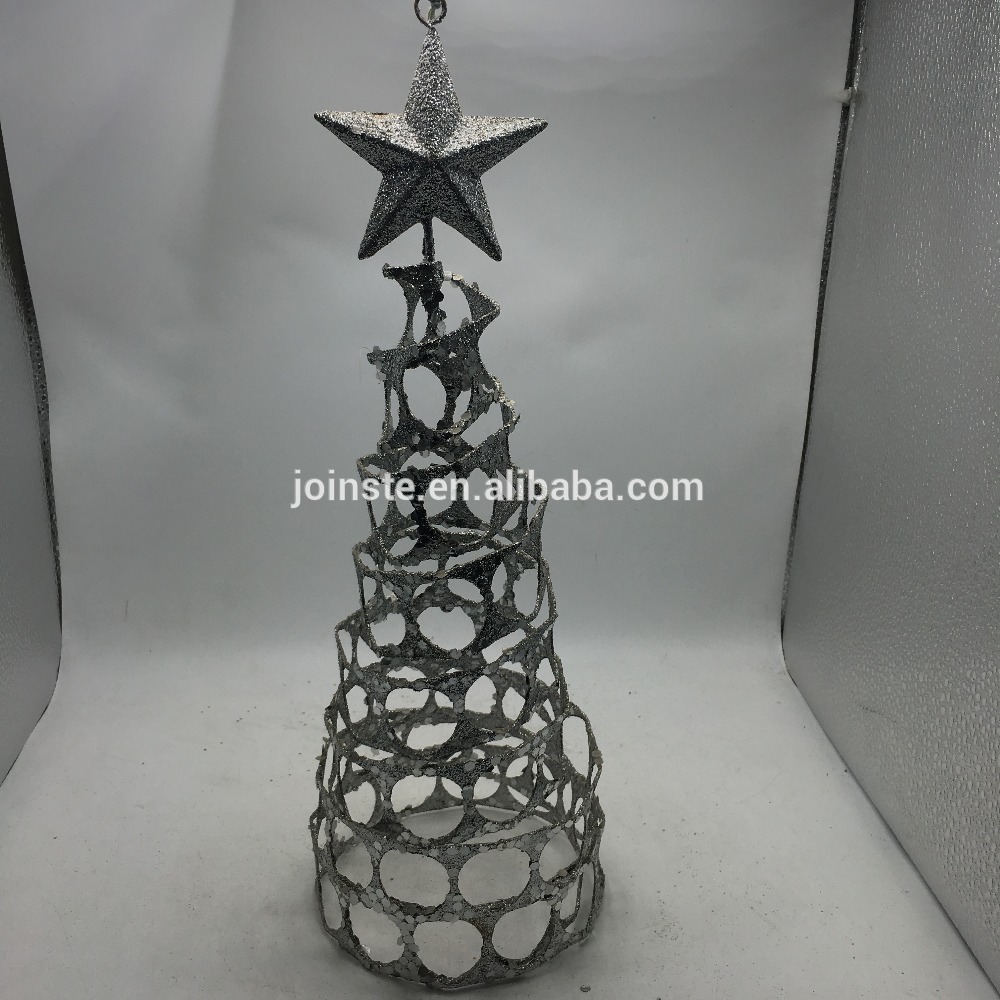 Custom white Christmas tree shape decoration iron metal decoration items