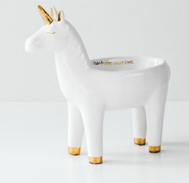 Custom creative white unicorn shape ceramic jewelry holder ring box