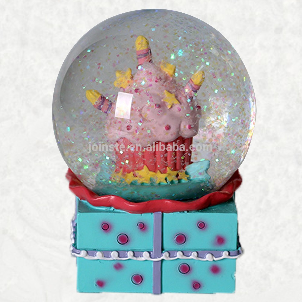 Let's Celebrate Happy Birthday Water globe, Cupcake snow globe 80mm