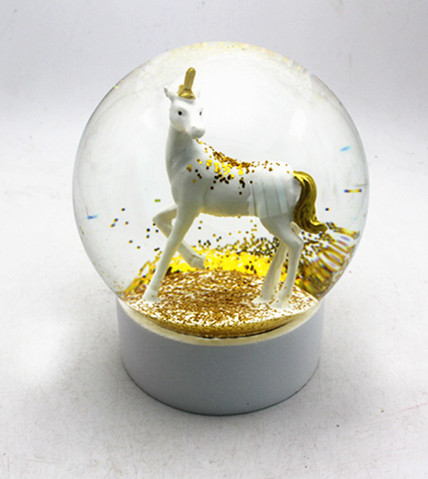 Golden unicorn snow globes 100mm
