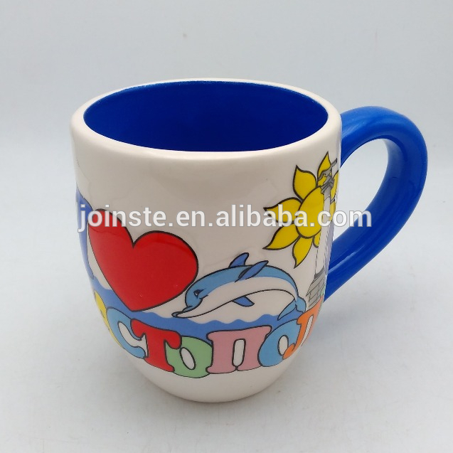 Customized blue interior hand painted ceramic mug