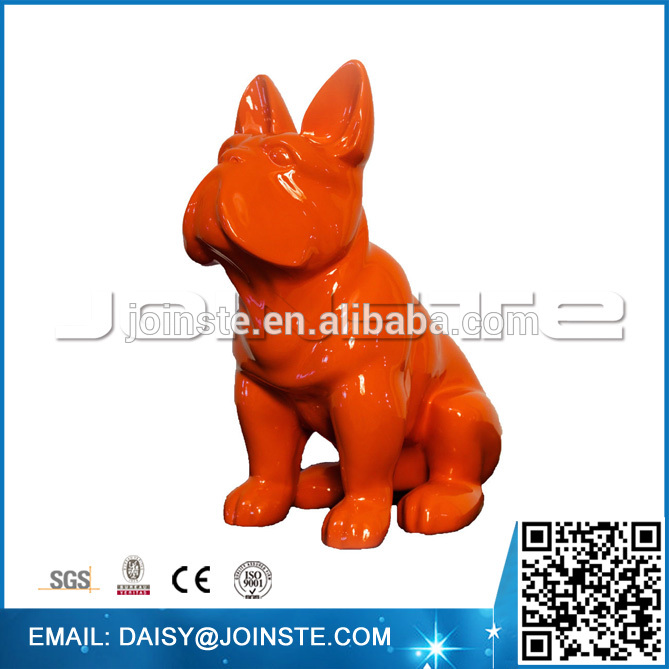 Home decor Outdoor French Bulldog Orange red Dog Resin Statue
