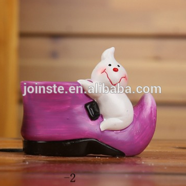 Custom ceramic shoes shape candle holder with white ghost candle stand