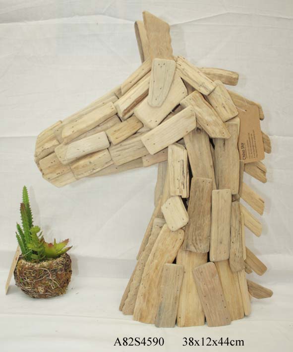 Wooden horse head for household decorations