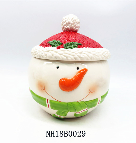 White ceramic snowman large biscuit jars ,candy jars ,ceramic storage food jars for christmas