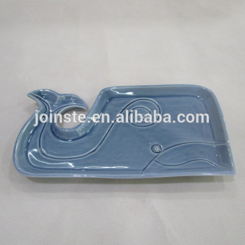 Custom soap holder,ceramic blue whale soap dishes