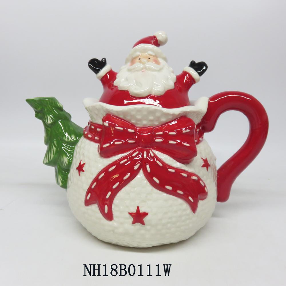 Wholesale Christmas Household Wares Ceramic Bowknot Water Teapot Jug Kettle
