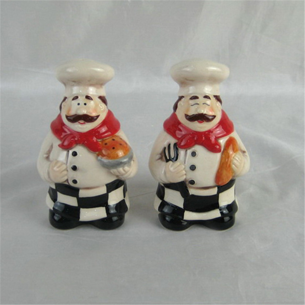 Featured  ceramic  chef shape  salt pepper shakers ceramic salt and pepper pot