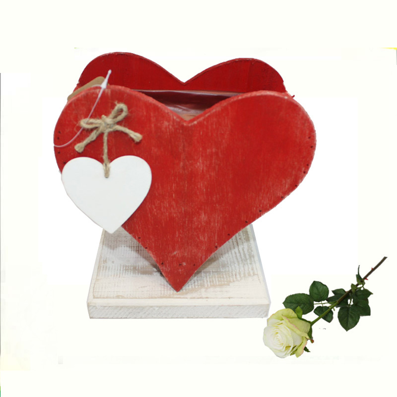 Valentine's wooden flower pot with stand