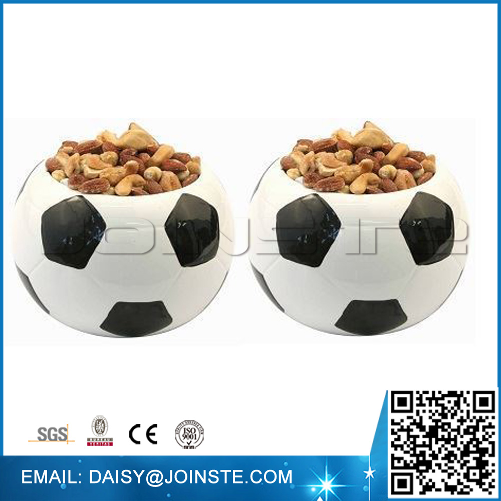 World cup football ceramic snack bowls,ball peanut serving holder set of 2