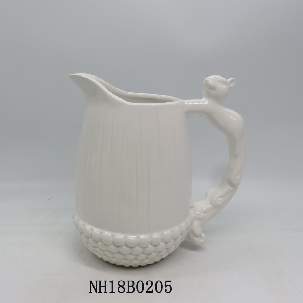 Squirrel 7.25 Inch Ceramic Stoneware Pitcher, Pine cone Nut,Acorn