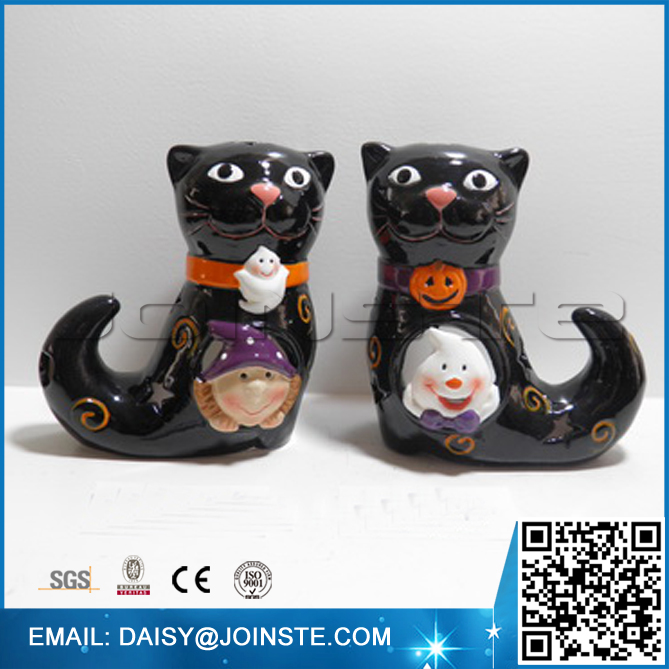 halloween lighting black ceramic cat