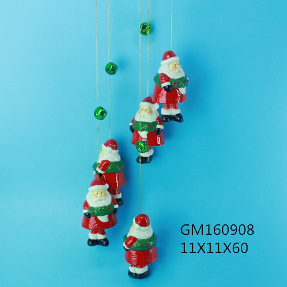 Ceramic Holiday Santa Wind Chime,Christmas wind chime