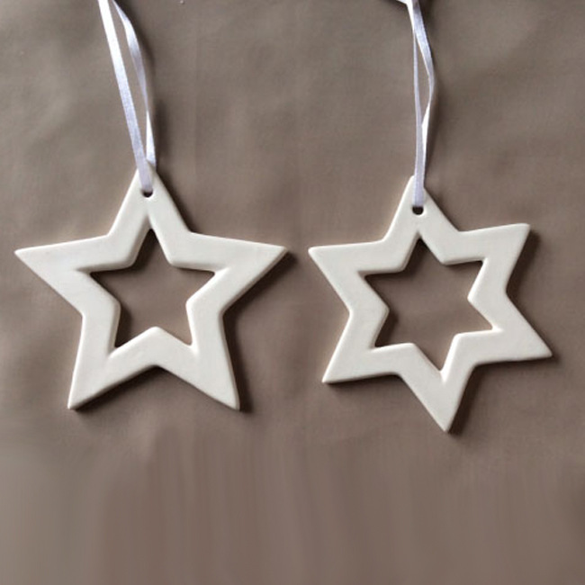 Custom made Hanging ornament Decoration For Christmas, Ceramic,  Star